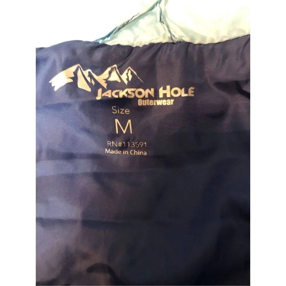 Jackson Hole ombré blue puffer vest with attached back accessory M